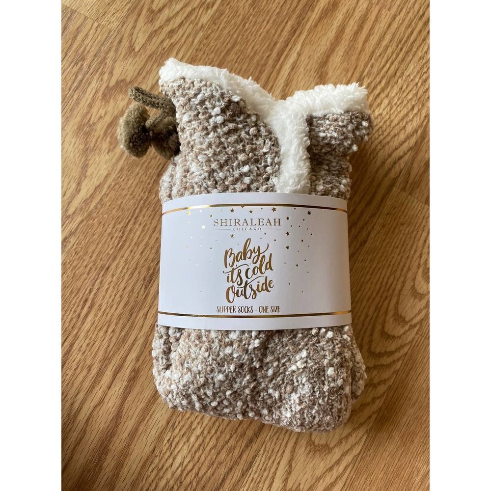 Shiraleah Grace Slipper Socks Baby it's Cold Outside Oatmeal
